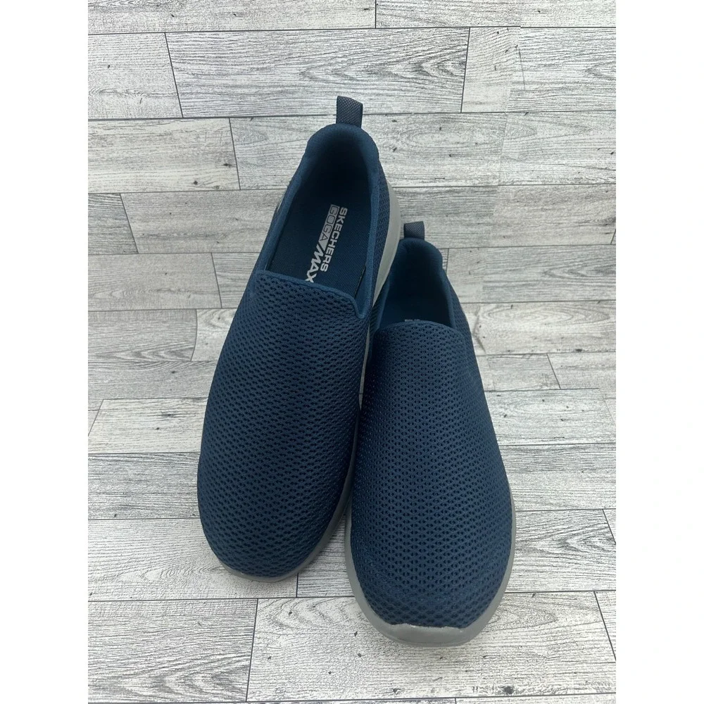 Skechers Go Walk Max Men Navy Grey Slip On Walking Shoes 54600 Size 9.5
